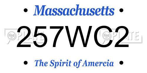 257WC2 Massachusetts License Plate