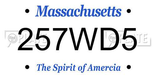 257WD5 Massachusetts License Plate