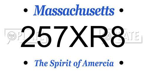 257XR8 Massachusetts License Plate