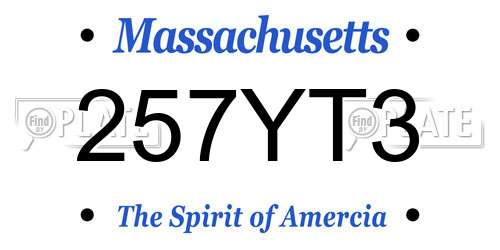257YT3 Massachusetts License Plate