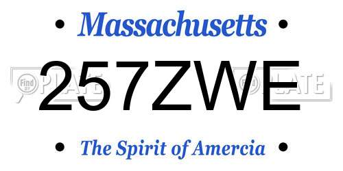 257ZWE Massachusetts License Plate