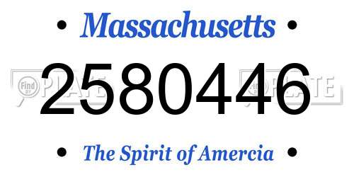 2580446 Massachusetts License Plate