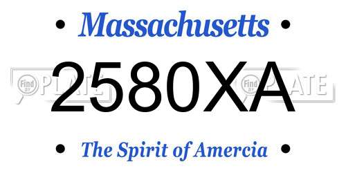 2580XA Massachusetts License Plate