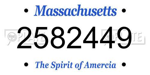 2582449 Massachusetts License Plate
