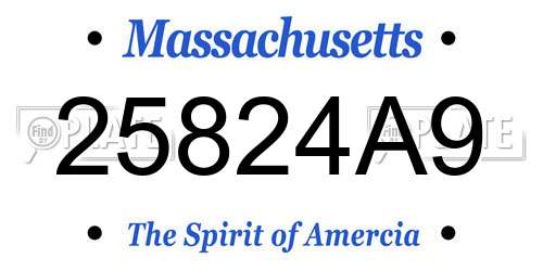 25824A9 Massachusetts License Plate