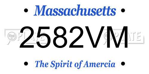 2582VM Massachusetts License Plate