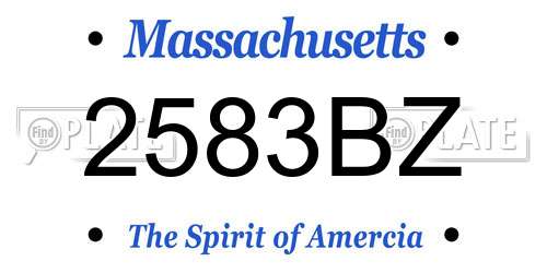 2583BZ Massachusetts License Plate