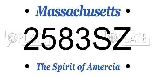 2583SZ Massachusetts License Plate