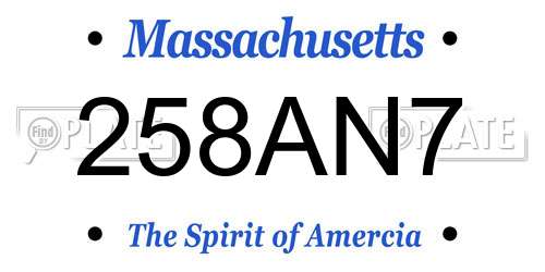 258AN7 Massachusetts License Plate