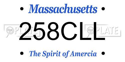 258CLL Massachusetts License Plate