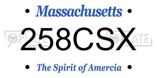 258CSX Massachusetts License Plate