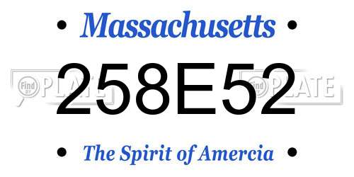 258E52 Massachusetts License Plate