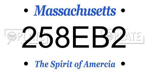 258EB2 Massachusetts License Plate