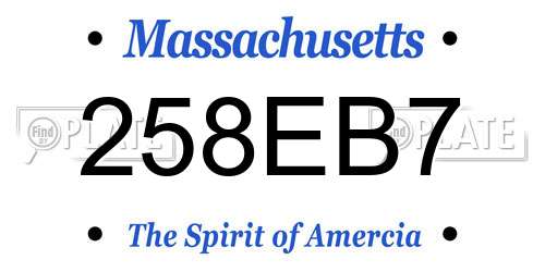 258EB7 Massachusetts License Plate