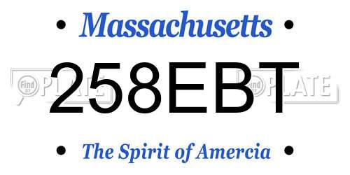 258EBT Massachusetts License Plate
