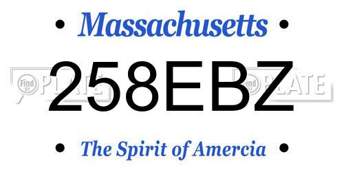 258EBZ Massachusetts License Plate
