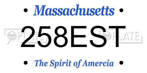 258EST Massachusetts License Plate