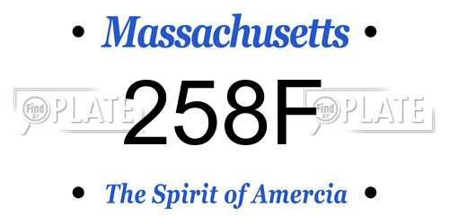 258F Massachusetts License Plate
