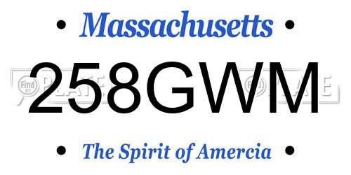 258GWM Massachusetts License Plate