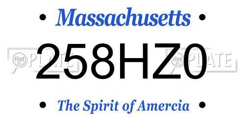 258HZ0 Massachusetts License Plate
