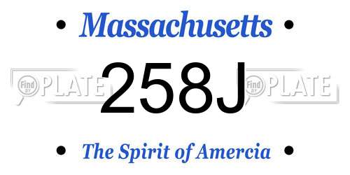258J Massachusetts License Plate