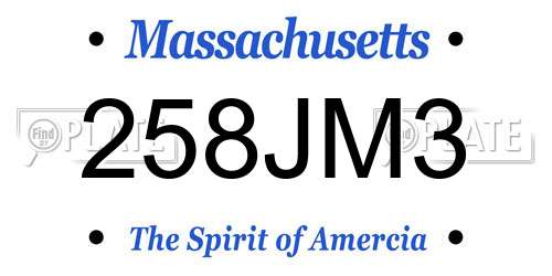 258JM3 Massachusetts License Plate