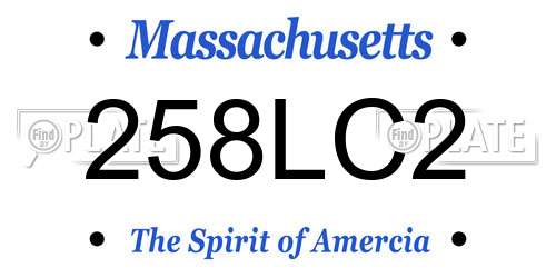 258LC2 Massachusetts License Plate