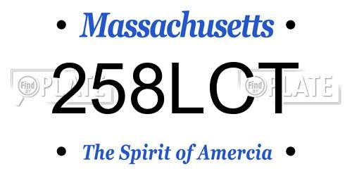258LCT Massachusetts License Plate