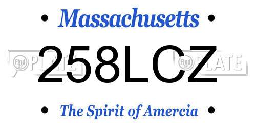 258LCZ Massachusetts License Plate