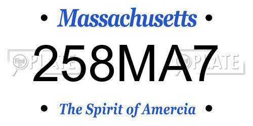 258MA7 Massachusetts License Plate