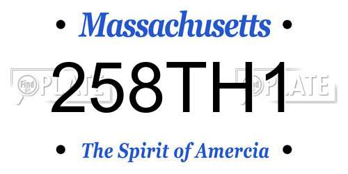 258TH1 Massachusetts License Plate