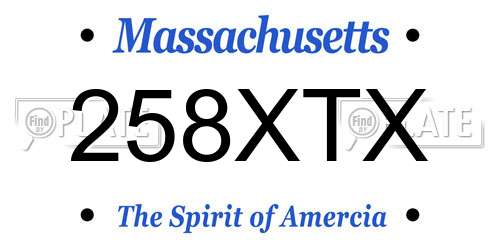 258XTX Massachusetts License Plate
