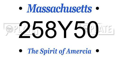 258Y50 Massachusetts License Plate