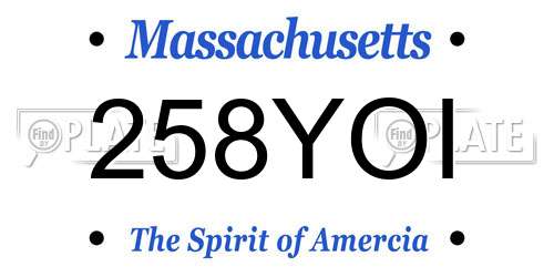 258YOI Massachusetts License Plate