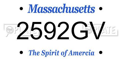 2592GV Massachusetts License Plate
