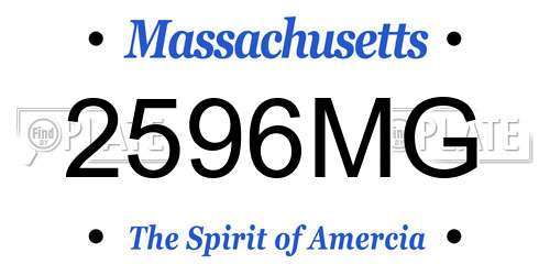2596MG Massachusetts License Plate