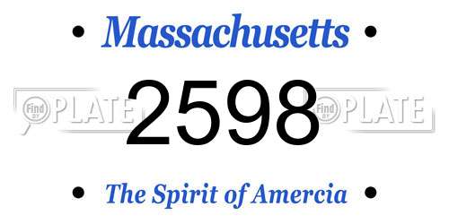 2598 Massachusetts License Plate