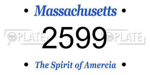 2599 Massachusetts License Plate