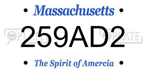 259AD2 Massachusetts License Plate
