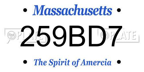 259BD7 Massachusetts License Plate