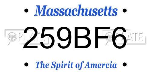 259BF6 Massachusetts License Plate