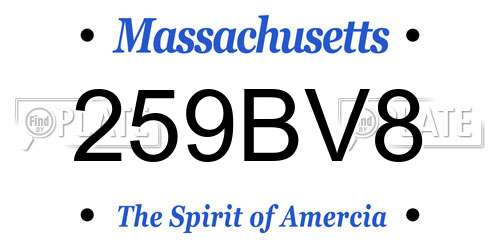 259BV8 Massachusetts License Plate