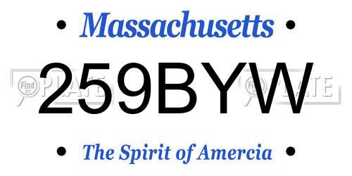 259BYW Massachusetts License Plate