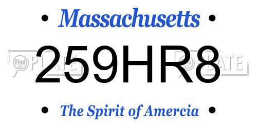 259HR8 Massachusetts License Plate