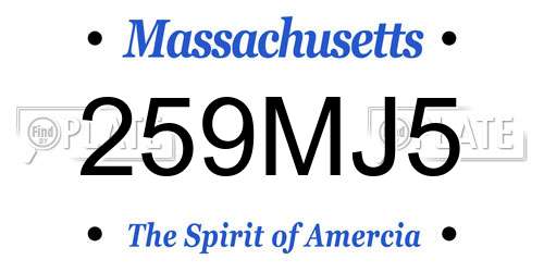259MJ5 Massachusetts License Plate