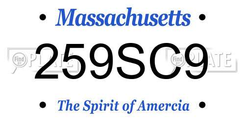 259SC9 Massachusetts License Plate