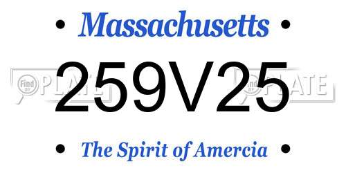 259V25 Massachusetts License Plate