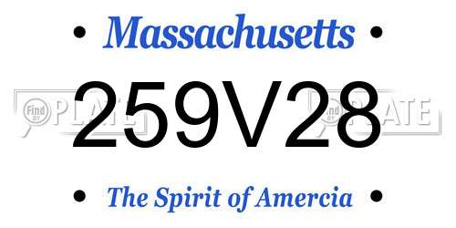 259V28 Massachusetts License Plate