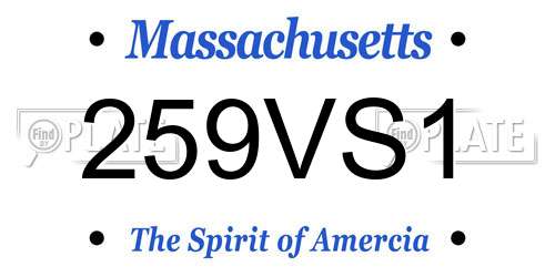 259VS1 Massachusetts License Plate