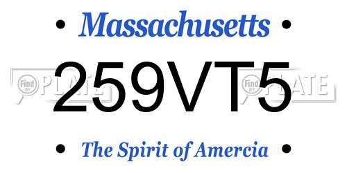 259VT5 Massachusetts License Plate